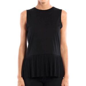 Theory Tunic Size Small Black Sleeveless Pleated Hem Top Quiet Luxury